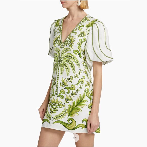 FARM Rio Green and White Mini Dress - Picture 3 of 15